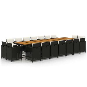 vidaXL 19 részes fekete polyrattan kerti étkezőgarnitúra párnákkal kép