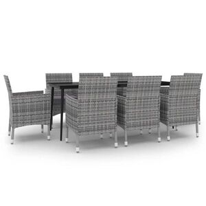 vidaXL 9 részes polyrattan és üveg kerti étkezőgarnitúra párnákkal kép