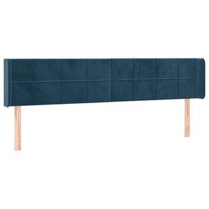 vidaXL sötétkék bársony szárnyas fejtámla 203x16x78/88 cm kép