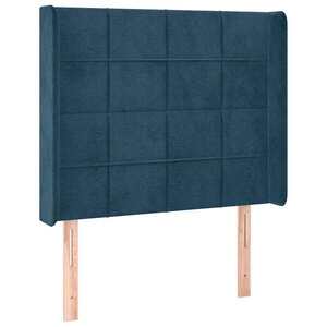 Sötétkék bársony fejtámla szárnyakkal 93x16x118/128 cm kép