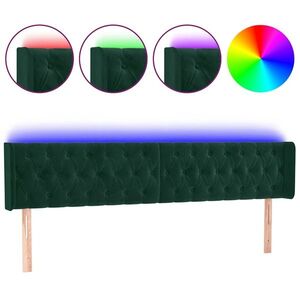 Sötétzöld bársony led-es fejtámla 203 x 16 x 78/88 cm kép