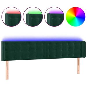 vidaXL sötétzöld bársony LED-es fejtámla 163 x 16 x 78/88 cm kép
