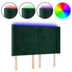 Sötétzöld bársony LED-es fejtámla 147x16x118/128 cm kép