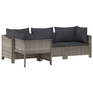 vidaXL 4 darabos szürke polyrattan kerti bútor szett párnákkal kép