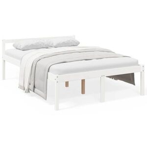 vidaXL Small Double fehér tömör fenyőfa ágy időseknek 120 x 190 cm kép