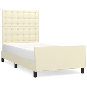 Krémszínű műbőr ágykeret 90x190 cm kép