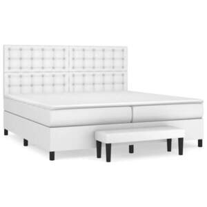 vidaXL fehér műbőr rugós ágy matraccal 200 x 200 cm kép