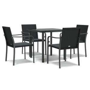vidaXL 5 részes polyrattan és acél kerti étkezőgarnitúra párnával kép