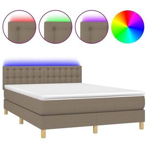 Tópszínű szövet rugós és led-es ágy matraccal 140x190cm kép