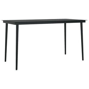 vidaXL fekete acél és üveg kerti étkezőasztal 140 x 70 x 74 cm kép