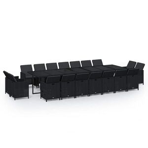 vidaXL 19 részes fekete polyrattan kerti étkezőgarnitúra párnákkal kép