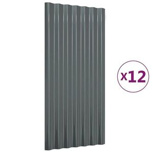vidaXL 12 db antracitszürke horganyzott acél tetőpanel 80x36 cm kép