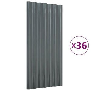 vidaXL 36 db antracitszürke horganyzott acél tetőpanel 80x36 cm kép
