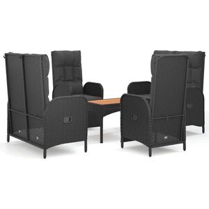 vidaXL 5 részes fekete polyrattan kerti étkezőgarnitúra párnákkal kép