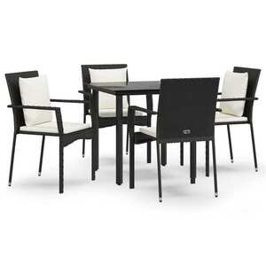 vidaXL 5 részes fekete polyrattan kerti étkezőgarnitúra párnákkal kép