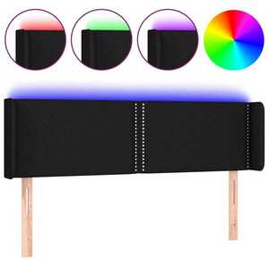 vidaXL fekete szövet LED-es fejtámla 147 x 16 x 78/88 cm kép
