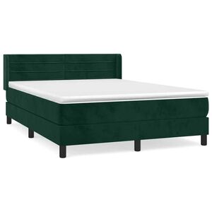 vidaXL sötétzöld bársony rugós ágy matraccal 140x190 cm kép