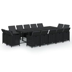vidaXL 15 részes szürke polyrattan kerti étkezőgarnitúra párnákkal kép
