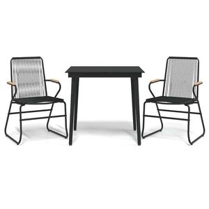 vidaXL 3 részes fekete PVC rattan kerti étkezőgarnitúra kép