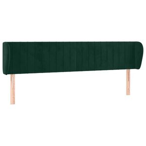 vidaXL sötétzöld bársony fejtámla szárnyakkal 203x23x78/88 cm kép