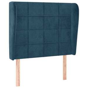 Sötétkék bársony fejtámla szárnyakkal 93 x 23 x 118/128 cm kép