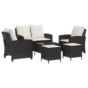 vidaXL 6 részes fekete polyrattan kerti ülőgarnitúra kép