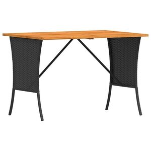 vidaXL fekete polyrattan kerti asztal akácfa lappal 105x75x72 cm kép
