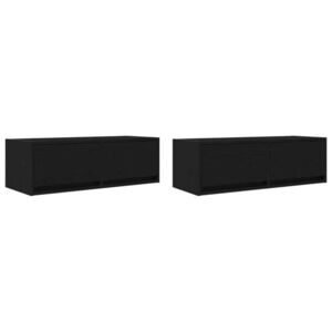 vidaXL 2 db fekete tölgy színű szerelt fa TV-szekrény 80x31x25, 5 cm kép