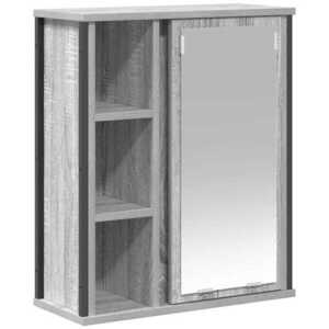 vidaXL szürke sonoma fürdőszoba fali szekrény tükörrel 50x21x60 cm kép