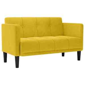 vidaXL sárga bársony loveseat kanapé 111 cm kép