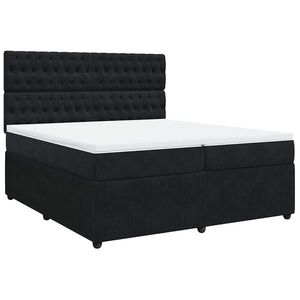 vidaXL fekete bársony rugós ágy matraccal 200x200 cm kép