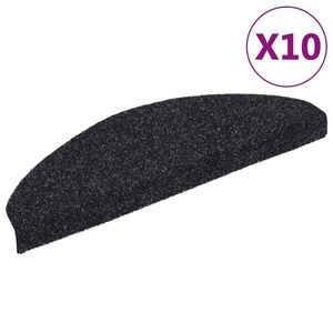 vidaXL 10 db öntapadós lépcsőszőnyeg 65 x 21 x 4 cm fekete, nagy félkör alakú kép