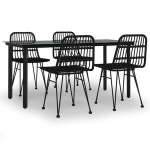 vidaXL 5 részes fekete polyrattan kerti étkezőgarnitúra kép