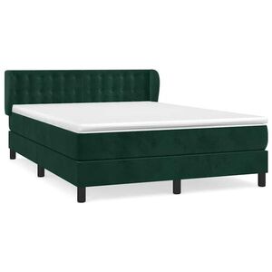 vidaXL sötétzöld bársony rugós ágy matraccal 140x190 cm kép