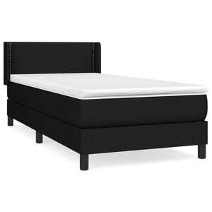 vidaXL fekete szövet rugós ágy matraccal 100 x 200 cm kép