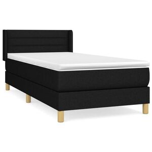 vidaXL fekete szövet ágy matraccal 90x190 cm kép