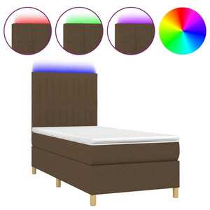 vidaXL barna szövet rugós és LED-es ágy matraccal 90x190 cm kép