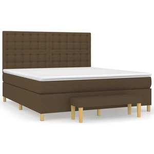 vidaXL sötétbarna szövet rugós ágy matraccal 160 x 200 cm kép