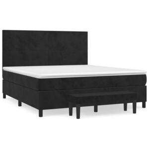 vidaXL fekete bársony rugós ágy matraccal 180x200 cm kép