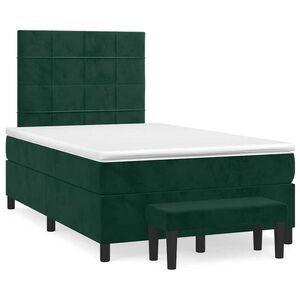vidaXL sötétzöld bársony rugós ágy matraccal 120 x 200 cm kép