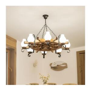 Brilagi - Láncos csillár TIMONA 8xE14/40W/230V Ø 70 cm bükk EX-01002 kép