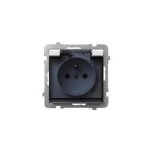 Ospel - Kültéri háztartási keret nélküli konnektor 230V SONATA IP44 fehér/fekete GPH-1RZ/m/00/d kép