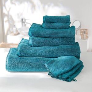 Egyszínű frottír fürdőszobai textil szett, varrással díszítve kép