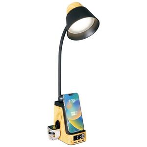 Immax IDEAL LED lámpa Qi töltéssel, CCT, világos fa/fekete kép
