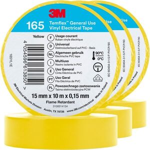 3M Temflex 165 szigetelőszalag, méret 15 mm×10 m×0, 15 mm, sárga, 3 darab kép