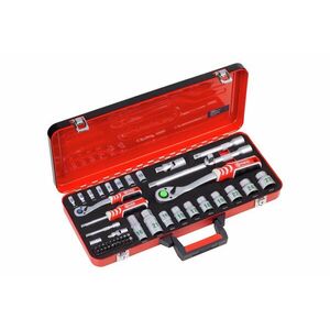 Connex dugókulcs- és bitkészlet, dupla racsnis, 1/4"+1/2", 48 részes kép