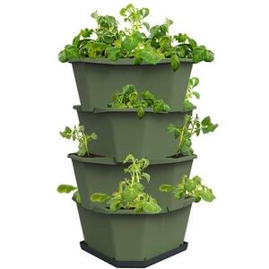 Gusta Garden PAUL POTATO 4 szintes önöntöző virágcserép, sötétzöld kép