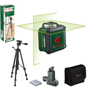 BOSCH UniversalLevel 360 akkumulátoros keresztlézer, TT 150 állvány, MM 3 bilincs, 0.603.663.E07 (4× AA) kép