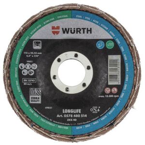 WÜRTH Longlife Lamellás csiszolókorong, 115 mm, G40 kép