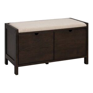 Sötét natúr színű tölgyfa ülőkés cipőtartó 80x47x41 cm Hillmond – Rowico kép
